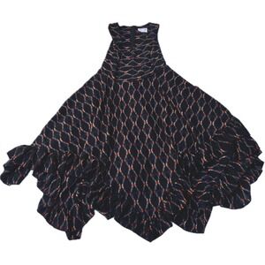 Mia Joy Joifolie Girls 8 Sleeveless Tiered Ruffle Hem Dress Ikat Diamond Print